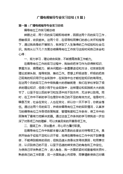 广播电视编导专业实习总结（5篇）