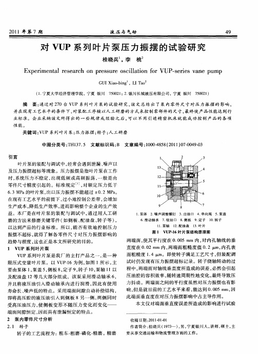 对VUP系列叶片泵压力振摆的试验研究