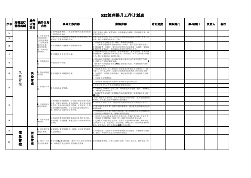 HSE管理提升计划表