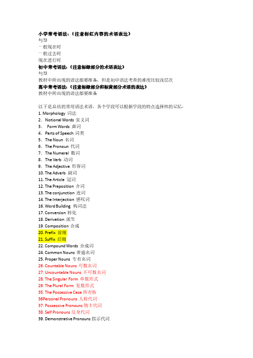 初中英语教师资格证 英语语法术语表达