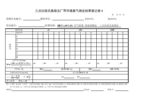 三点比较式臭袋法厂界环境臭气测定结果登记表2