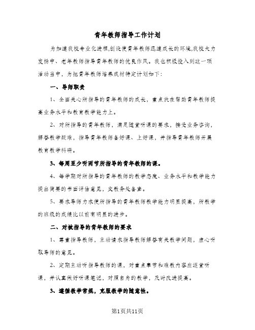 青年教师指导工作计划(5篇)