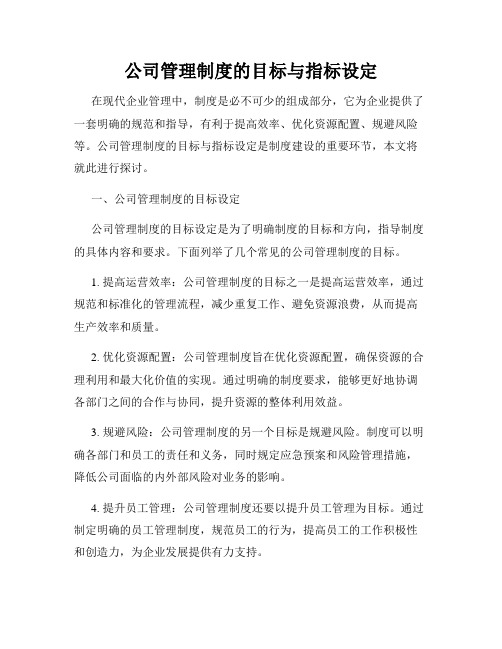 公司管理制度的目标与指标设定