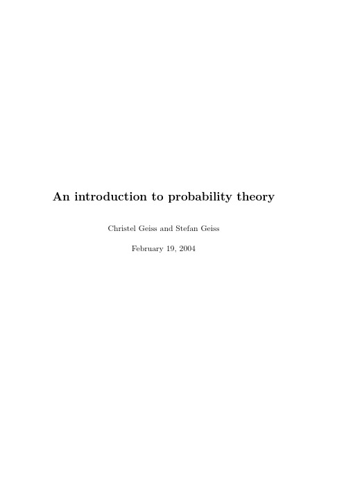 An Introduction to Probability Theory - Geiss