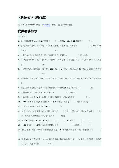 代数初步知识练习题