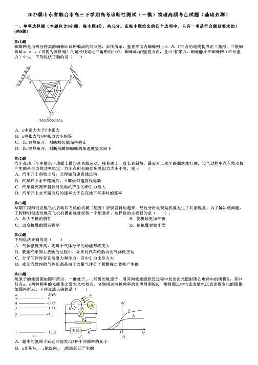 2023届山东省烟台市高三下学期高考诊断性测试(一模)物理高频考点试题(基础必刷)