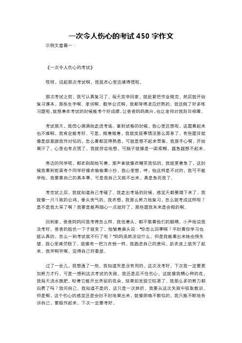 一次令人伤心的考试450字作文