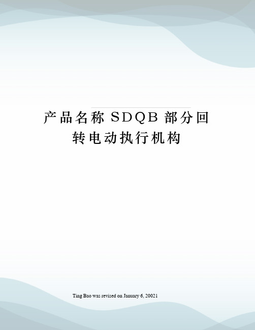 产品名称SDQB部分回转电动执行机构