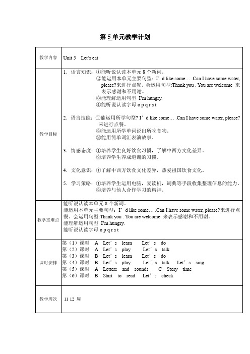 新人教版小学英语三年级上册教案Unit