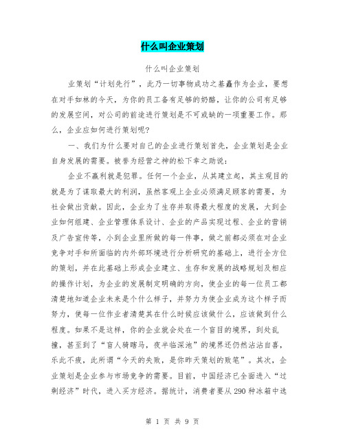 什么叫企业策划