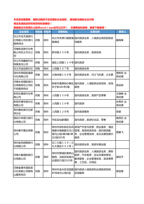 2020新版河南省郑州国内旅游工商企业公司名录名单黄页联系方式大全32家