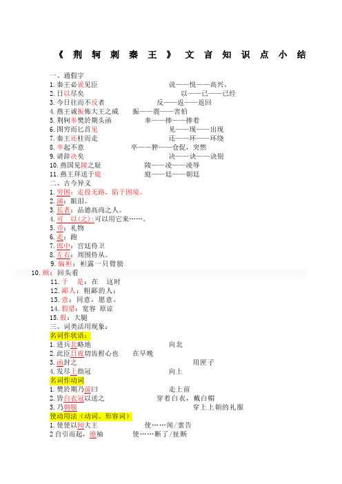 荆轲刺秦王文言文知识点总结