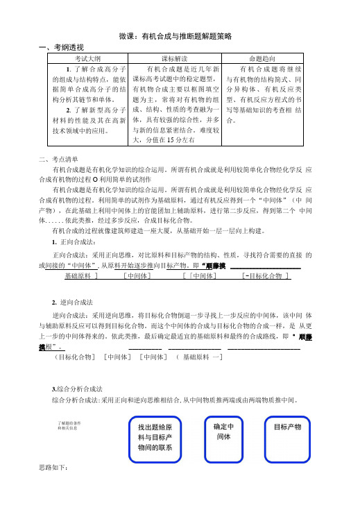 微课有机合成与推断题解题策略一、考纲透视考试大纲课标解读.doc