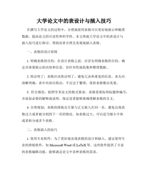 大学论文中的表设计与插入技巧