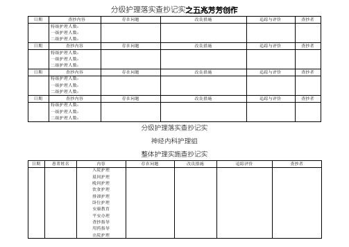 分级护理落实检查记录