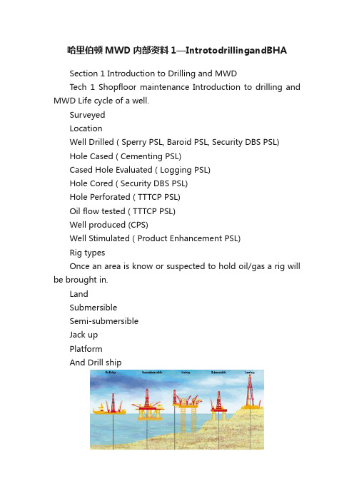 哈里伯顿MWD内部资料1—IntrotodrillingandBHA