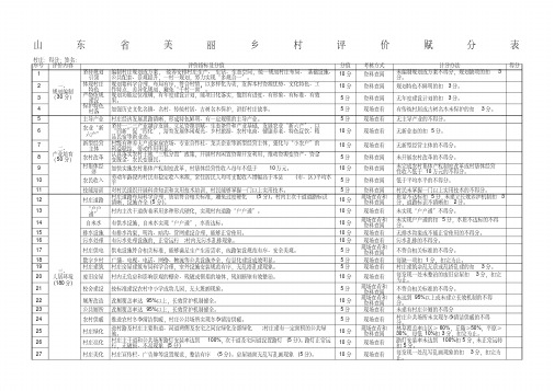 山东省美丽乡村评价赋分表