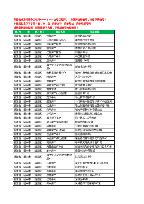 2020新版浙江省绍兴市越城区房屋中介工商企业公司商家名录名单联系电话号码地址大全744家