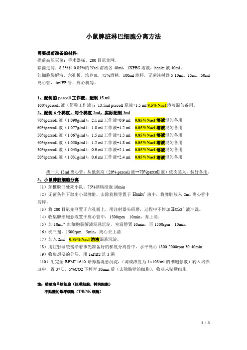 脾脏淋巴细胞分离方法