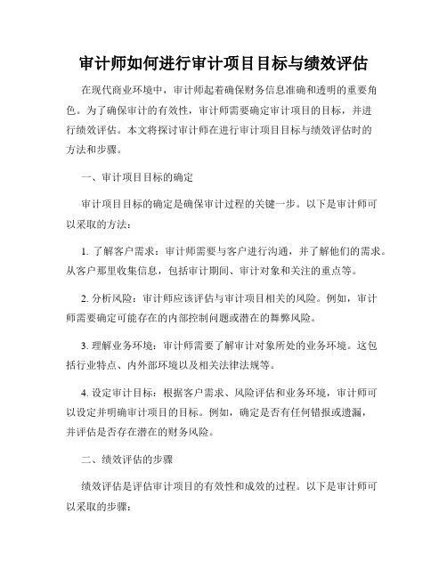 审计师如何进行审计项目目标与绩效评估