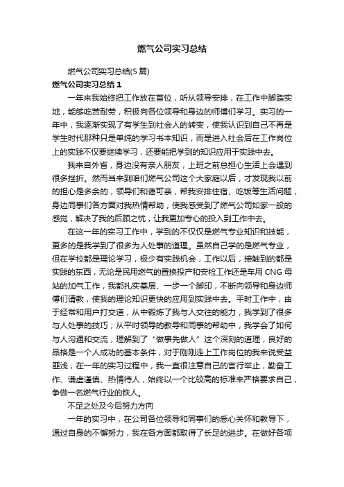燃气公司实习总结(5篇)