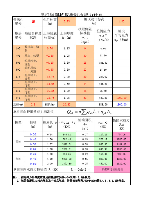 桩基计算表格大全excel