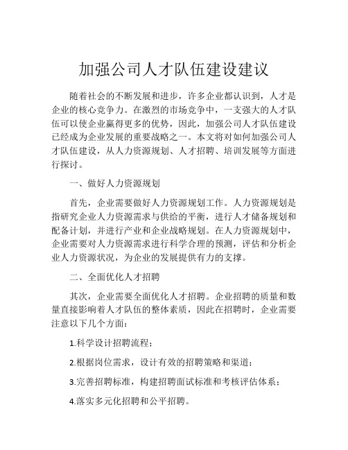 加强公司人才队伍建设建议