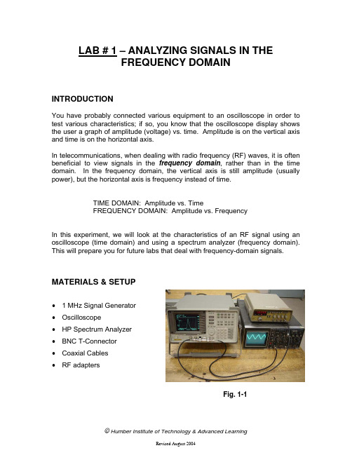 Lab1 Spectrum Analyzer频谱分析仪的使用