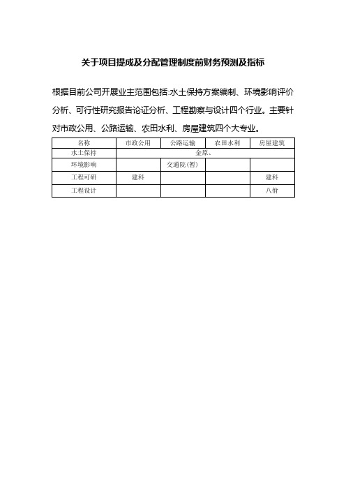 项目提成及分配管理制度