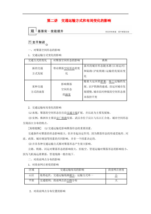 山东专用2020高考地理总复习第十章第二讲交通运输方式和布局变化的影响讲义含解析鲁教版