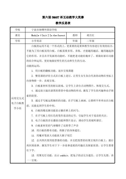 教学反思(2A Module 4 Unit2 In the forest)