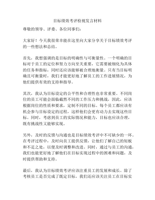 目标绩效考评检视发言材料