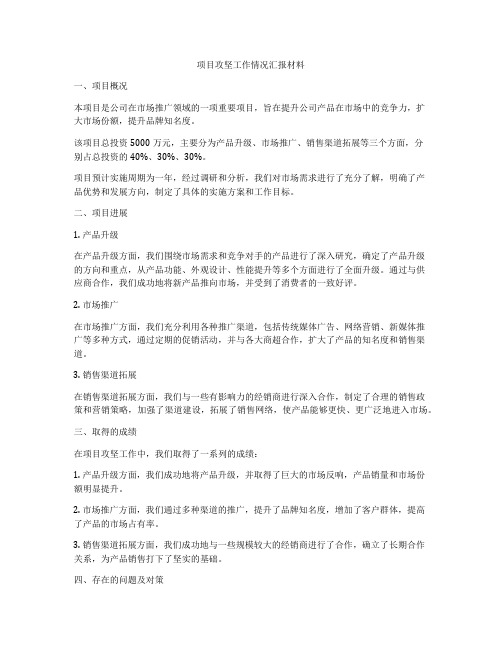 项目攻坚工作情况汇报材料