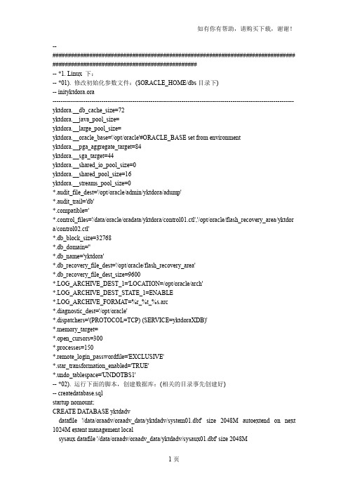 Oracle11g手工创建数据库