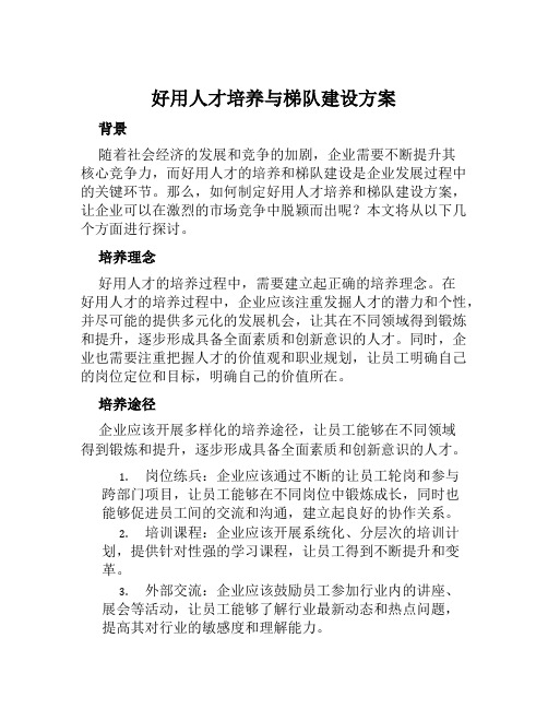 好用人才培养与梯队建设方案范文