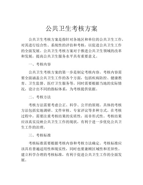 公共卫生考核方案