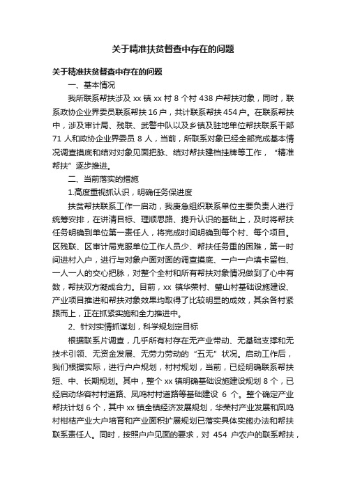 关于精准扶贫督查中存在的问题