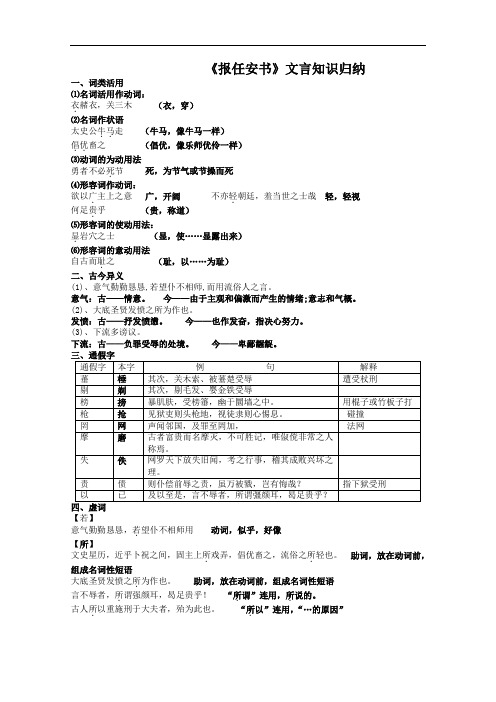 《报任安书》文言知识归纳