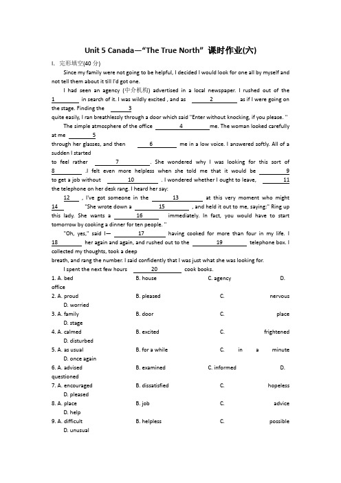 高一人教版英语必修三课时作业：Unit 5 Canada—“The True North”(6)