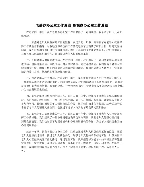 老龄办办公室工作总结_能源办办公室工作总结