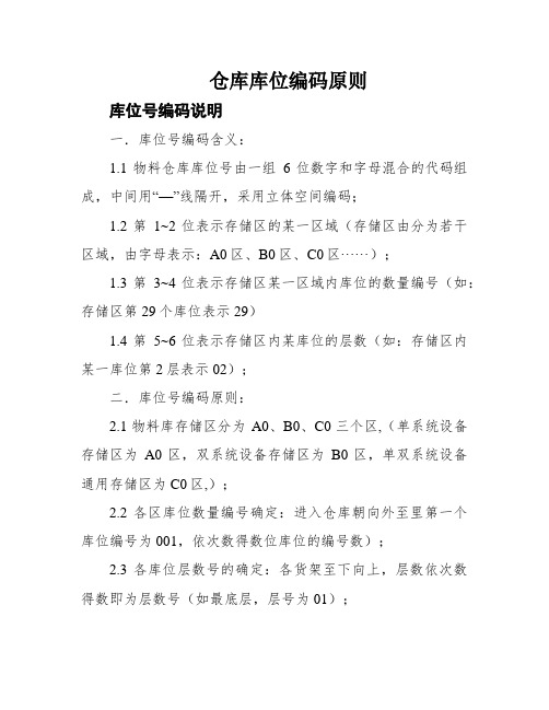 仓库库位编码原则