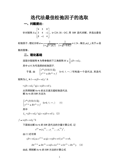 MATLAB实现迭代法最佳松弛因子的选取