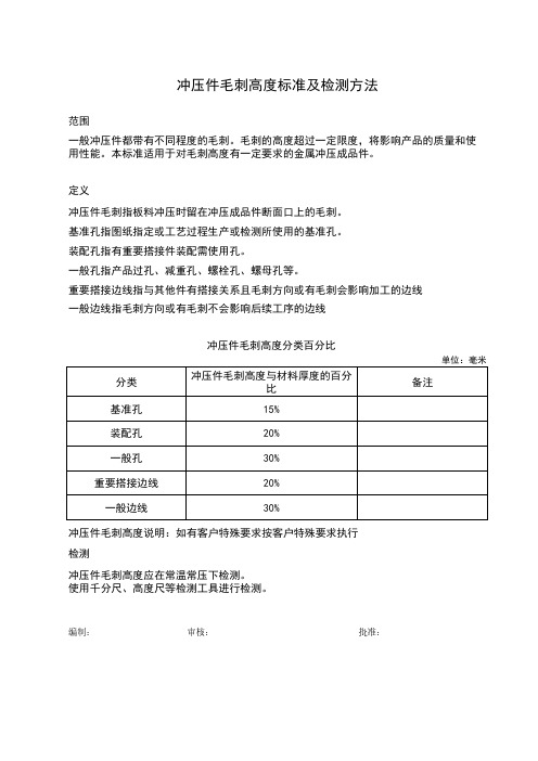 冲压件毛刺高度标准及检测方法