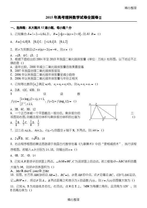 2015理科数学全国2卷