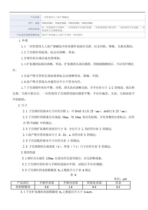 一次性使用人工流产器械包产品技术要求白云蓝天