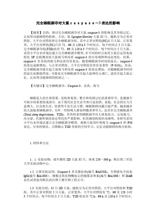 完全睡眠剥夺对大鼠caspase-3表达的影响