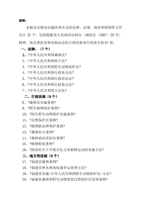福建省林业行政执法人员法律考试1
