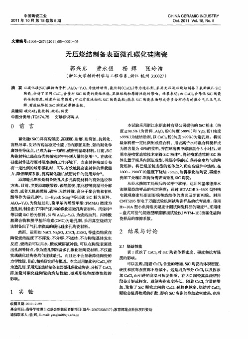 无压烧结制备表面微孔碳化硅陶瓷