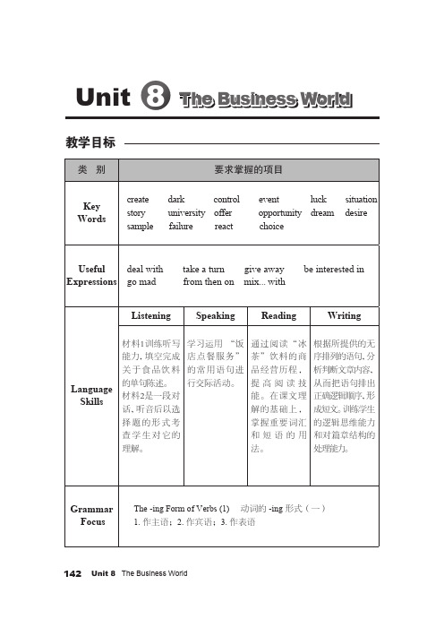 教参《英语 基础模块》下册 Unit 8