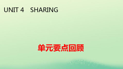 新教材高中英语Unit4Sharing单元要点回顾pptx课件新人教版选择性必修第四册